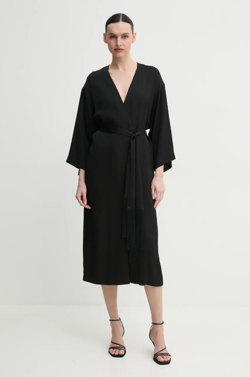 ISABELLE BLANCHE rochie culoarea negru, midi, evazată, IS25SS-A120-T011
