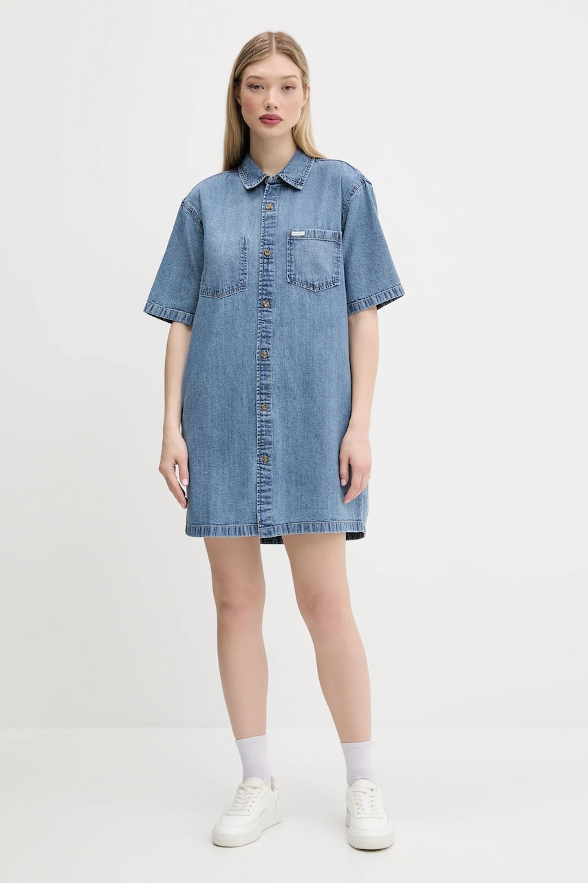 Джинсовое платье Guess Jeans mini прямое W5GK99 D5M81 Джинсовое платье Guess Jeans mini прямое W5GK99 D5M81