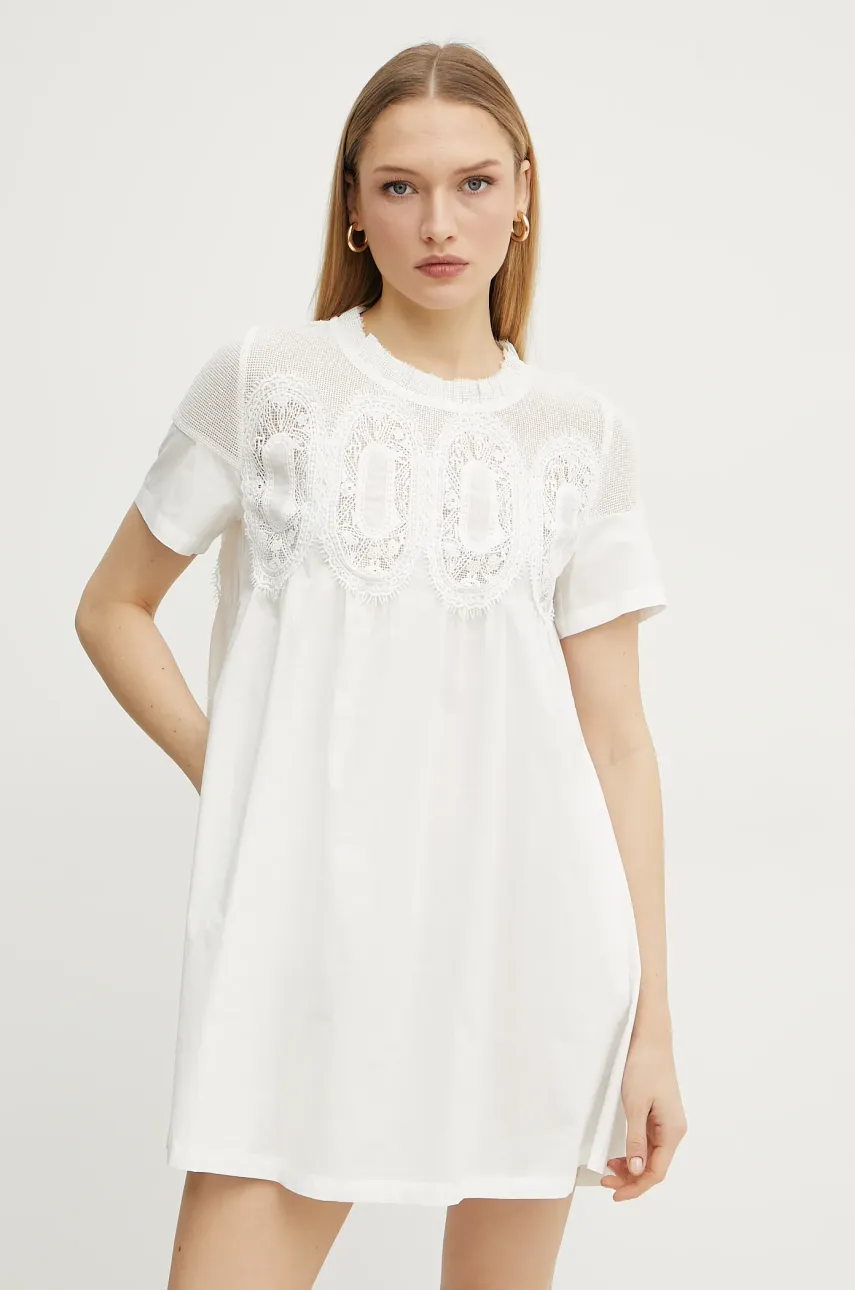 Ermanno Scervino rochie din bumbac culoarea alb, mini, oversize, 56TQ037E36