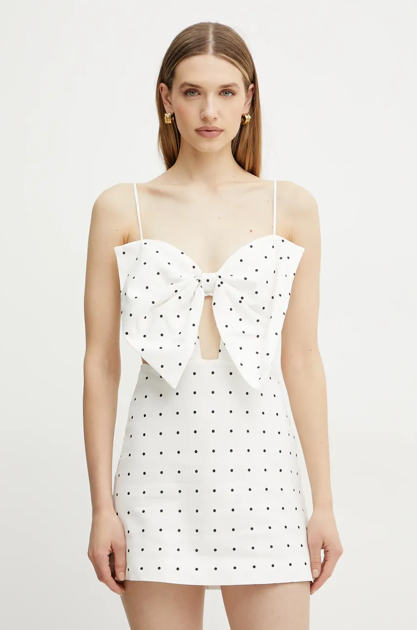 Bardot rochie din in culoarea alb, mini, dreaptă, 59711DB
