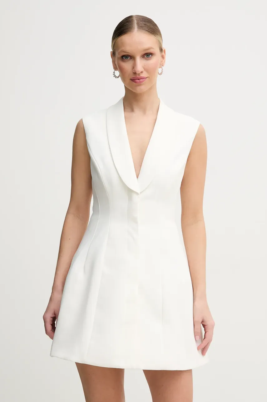 Bardot rochie culoarea alb, mini, evazată, 59724DB