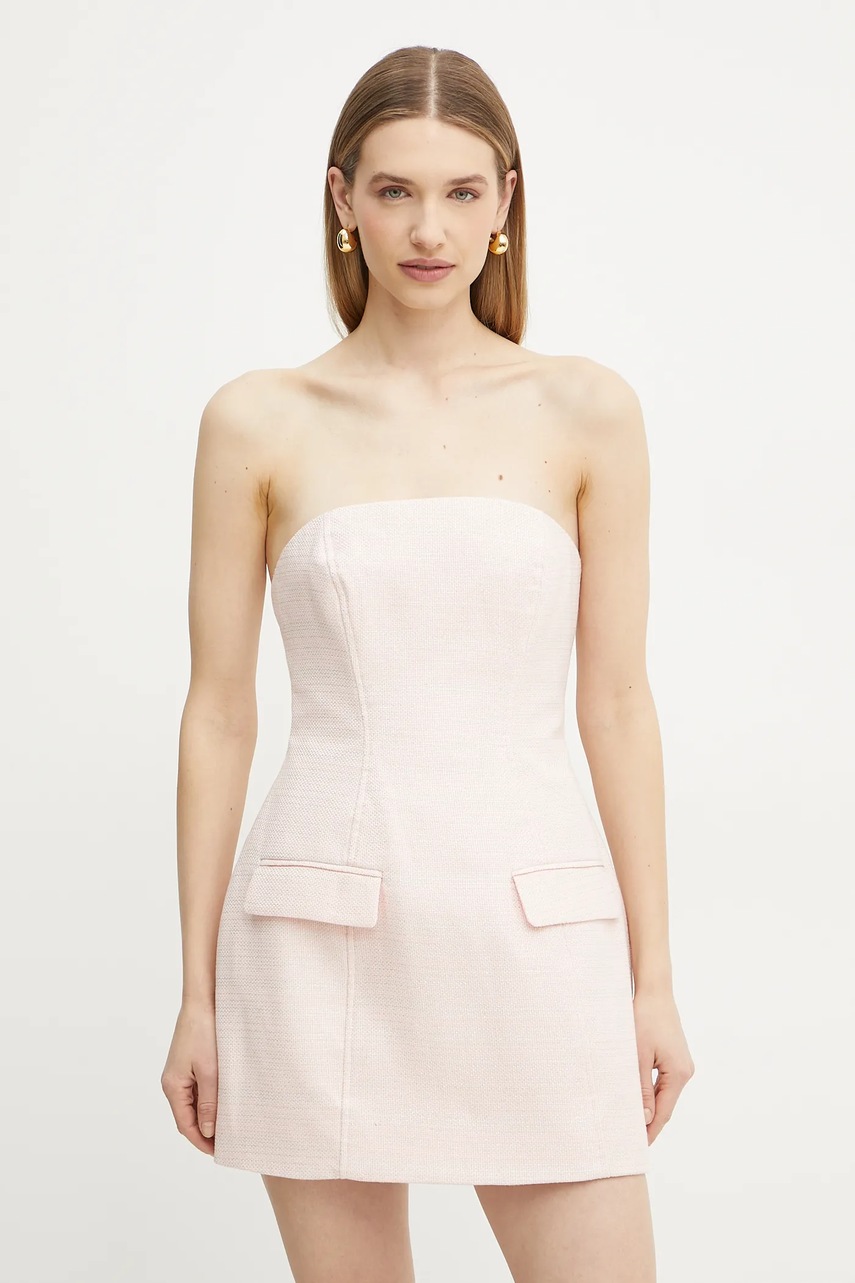 Bardot rochie culoarea roz, mini, dreaptă, 59806DB1