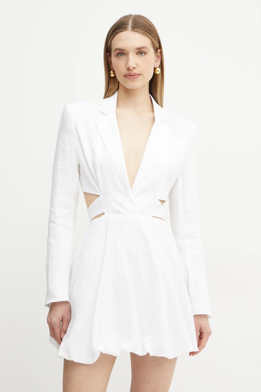 Bardot rochie din in culoarea alb, mini, drept, 59860DB Bardot rochie din in culoarea alb, mini, drept, 59860DB