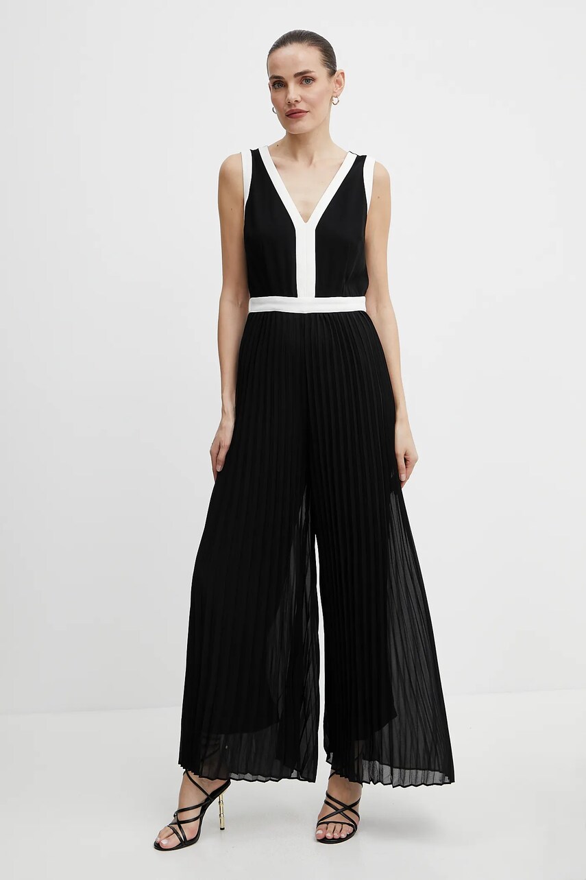 Morgan salopeta PRISMA culoarea negru, cu decolteu in v, PRISMA