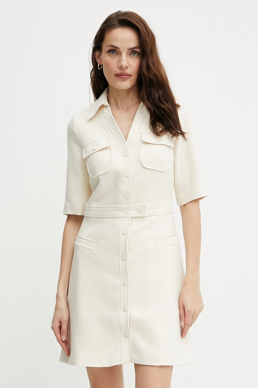 Morgan rochie RENITA culoarea bej, mini, dreaptă, RENITA
