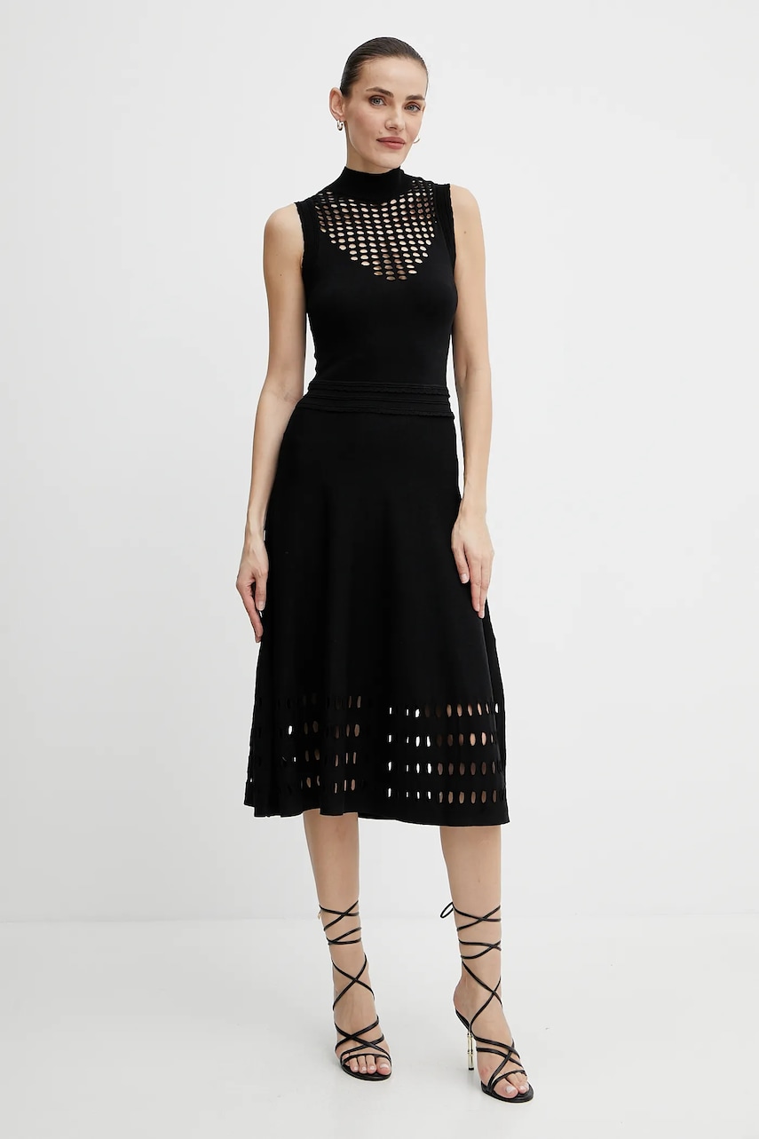 Morgan rochie RMPOMI culoarea negru, midi, evazata, RMPOMI