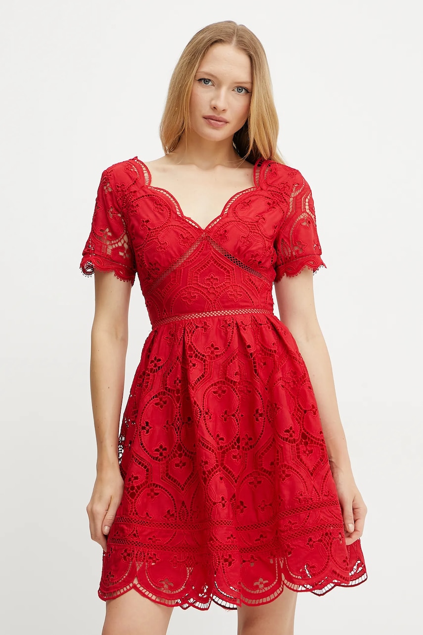 Morgan rochie ROMBRE culoarea rosu, mini, evazati, ROMBRE