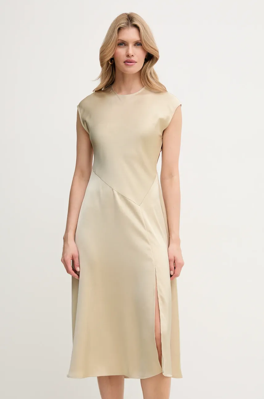 MAX&Co. rochie culoarea bej, midi, dreaptă, 2516221024200