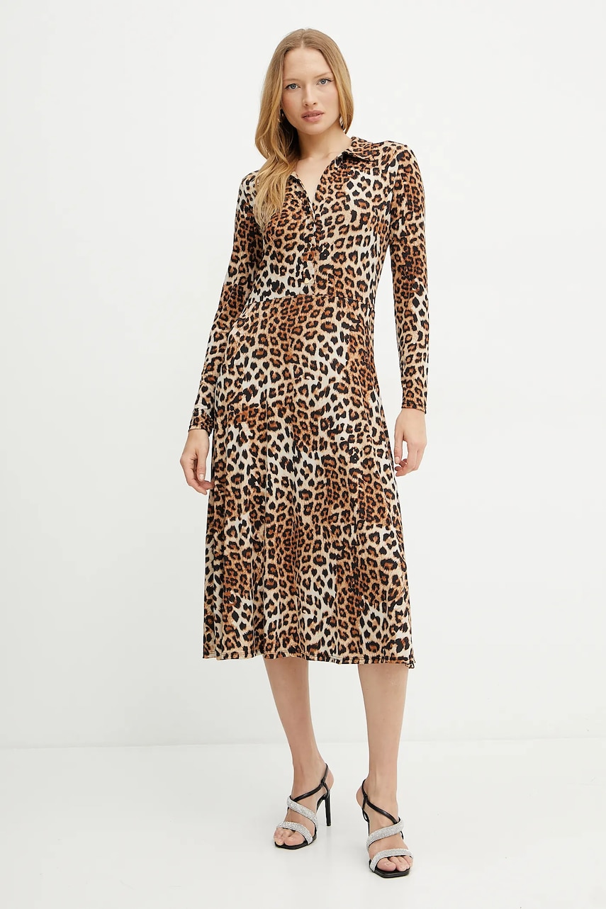 Morgan rochie RUFUS culoarea maro, midi, evazati, RUFUS Morgan rochie RUFUS culoarea maro, midi, evazati, RUFUS