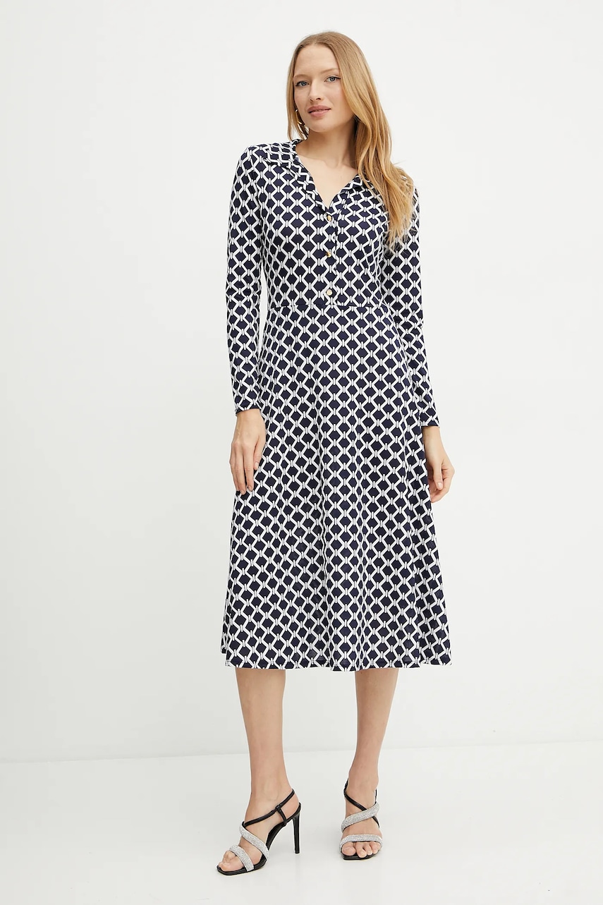 Morgan rochie RGEOM culoarea bleumarin, midi, evazata, RGEOM