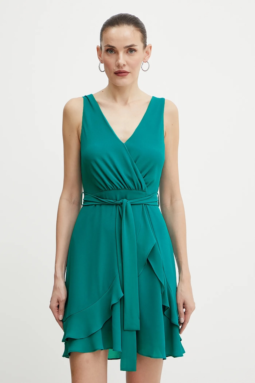 Morgan rochie ROSVAL culoarea verde, mini, dreaptă, ROSVAL