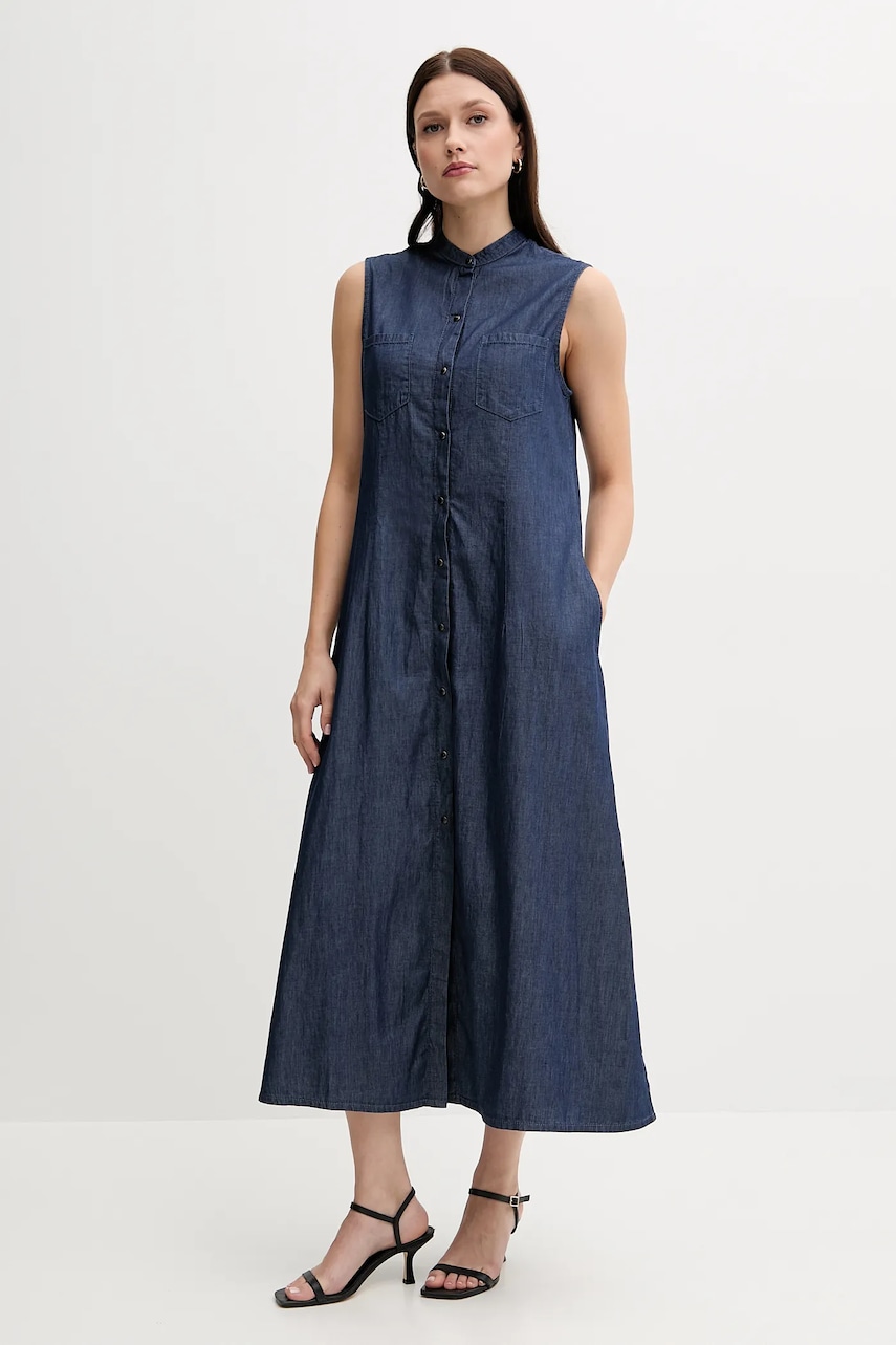 Бавовняна сукня United Colors of Benetton колір синій maxi розкльошена 44KCDV0BH