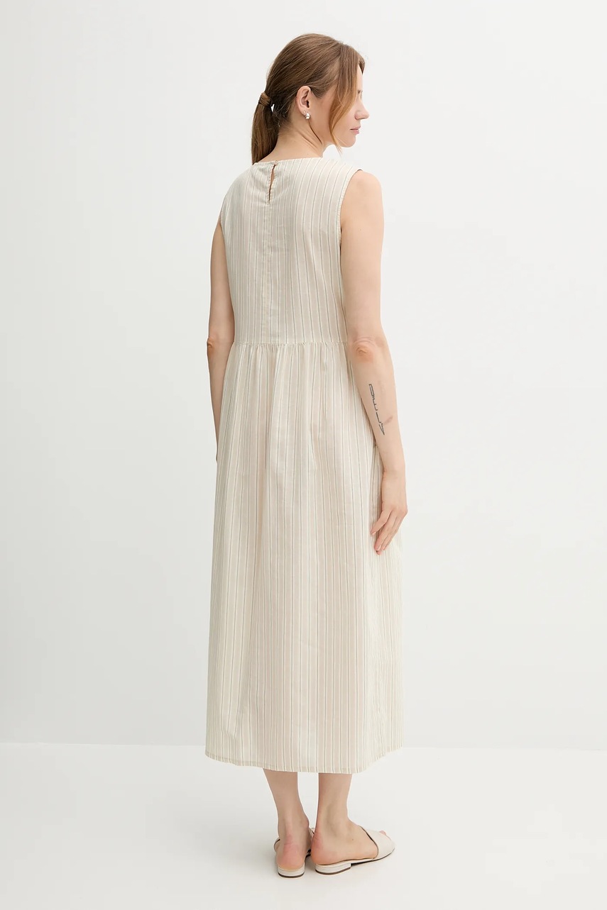 Φόρεμα από λινό μείγμα United Colors of Benetton χρώμα: μπεζ, 48I5DV0BK φωτογραφία