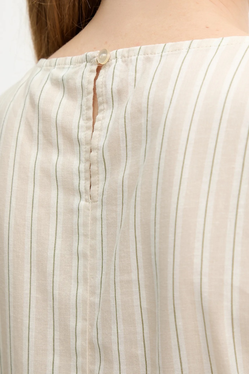 Φόρεμα από λινό μείγμα United Colors of Benetton χρώμα: μπεζ, 48I5DV0BK φωτογραφία