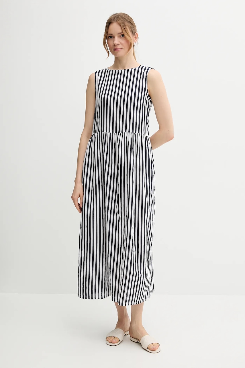 Сукня з домішкою льону United Colors of Benetton колір синій maxi розкльошена 48I5DV0BK