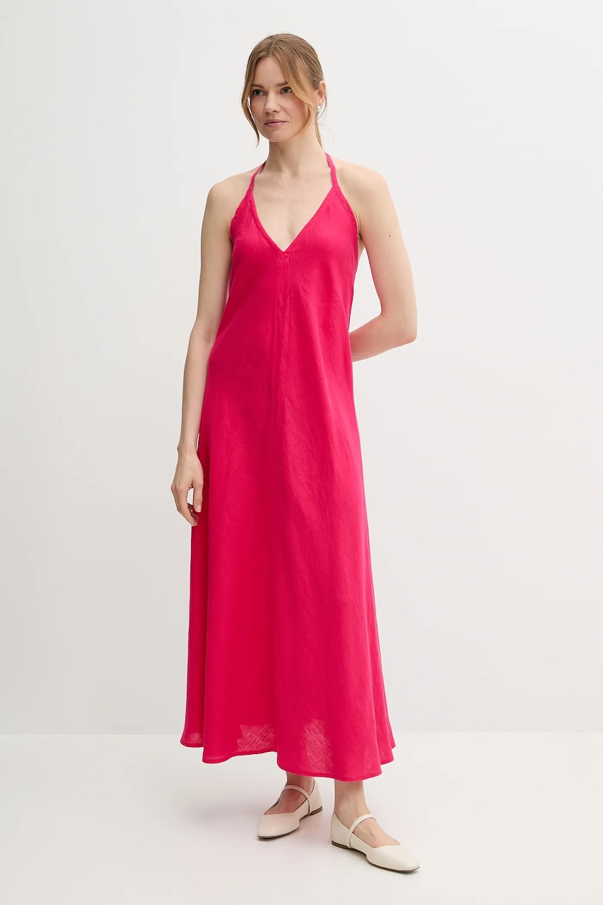 United Colors of Benetton rochie din in culoarea roz, maxi, evazati, 4AGHDV0BF