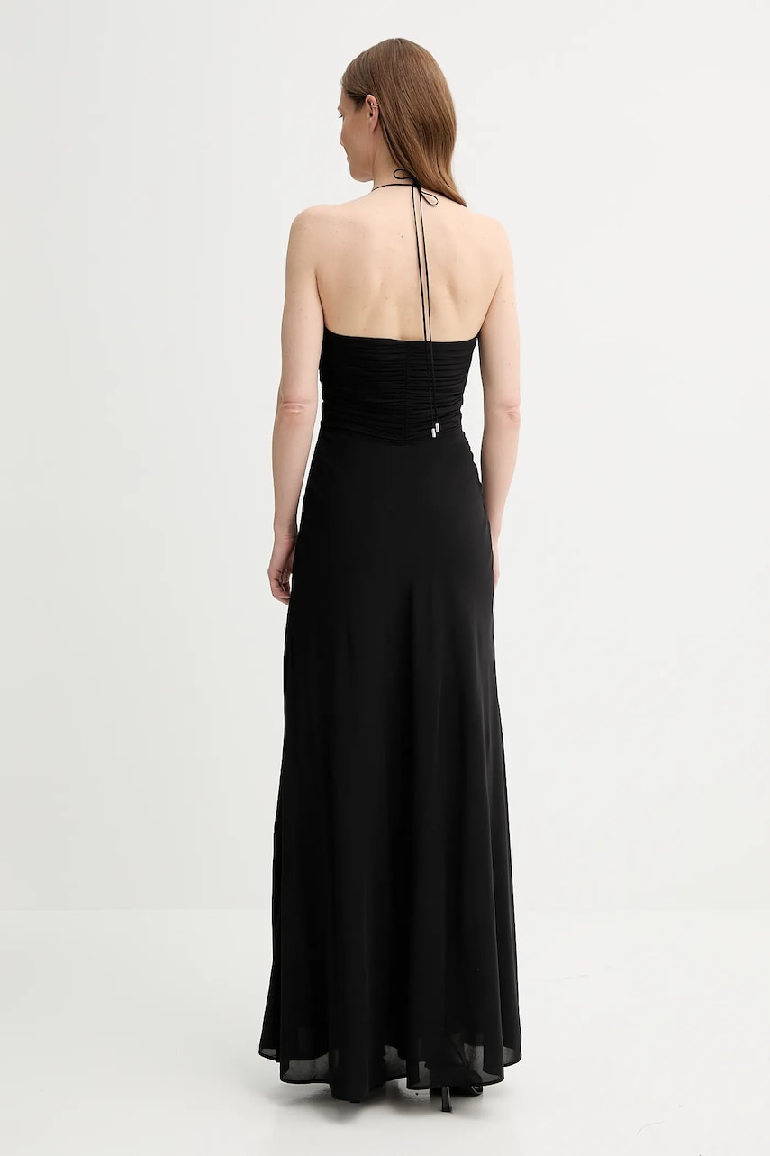 Сукня з домішкою шовку The Kooples колір чорний maxi розкльошена FROB30034K