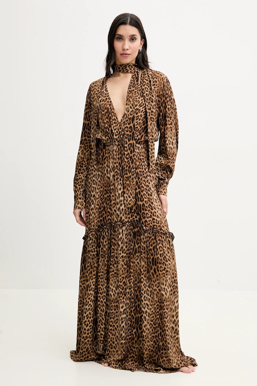 Melissa Odabash rochie culoarea maro, maxi, evazată, Skylar