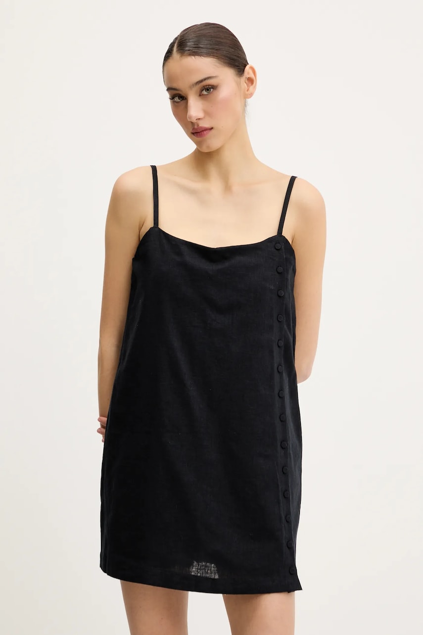 Abercrombie & Fitch rochie din in culoarea negru, mini, dreaptă, KI159-5572