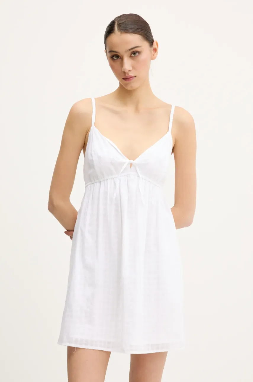 Hollister Co. rochie din bumbac culoarea alb, mini, evazată, KI359-5065