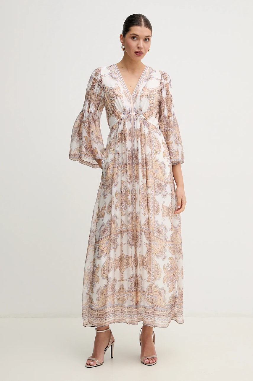 Hale BOB rochie din amestec de mătase Mara culoarea alb, maxi, evazată, 4YAS616A