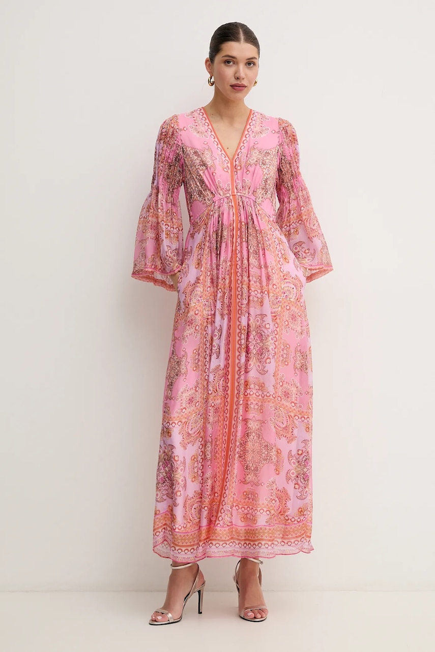 Hale BOB rochie din amestec de mătase Mara culoarea roz, maxi, evazati, 4YAS616A Hale BOB rochie din amestec de mătase Mara culoarea roz, maxi, evazati, 4YAS616A
