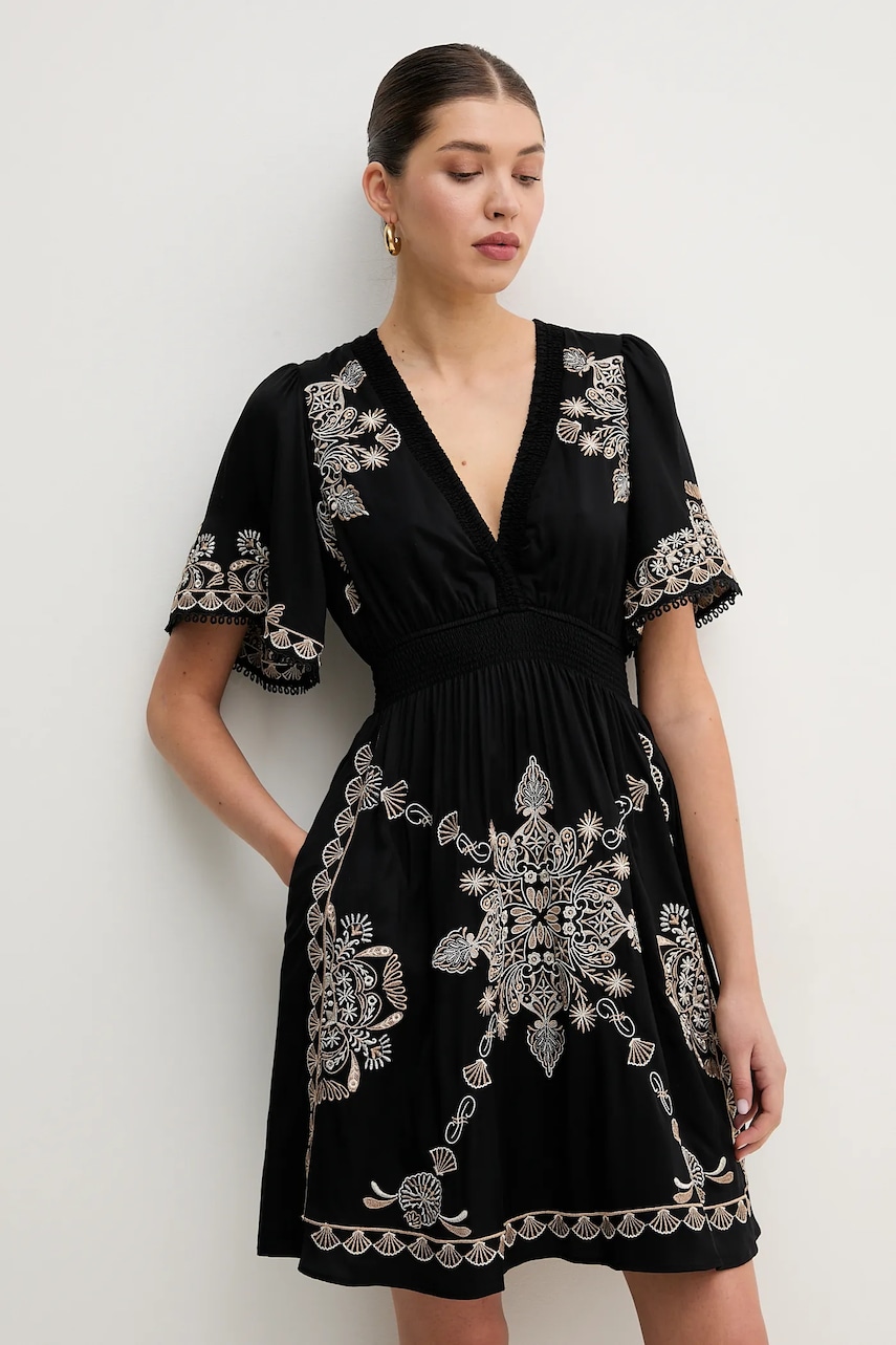 Hale BOB rochie Elora culoarea negru, mini, evazati, 4YEP640A Hale BOB rochie Elora culoarea negru, mini, evazati, 4YEP640A