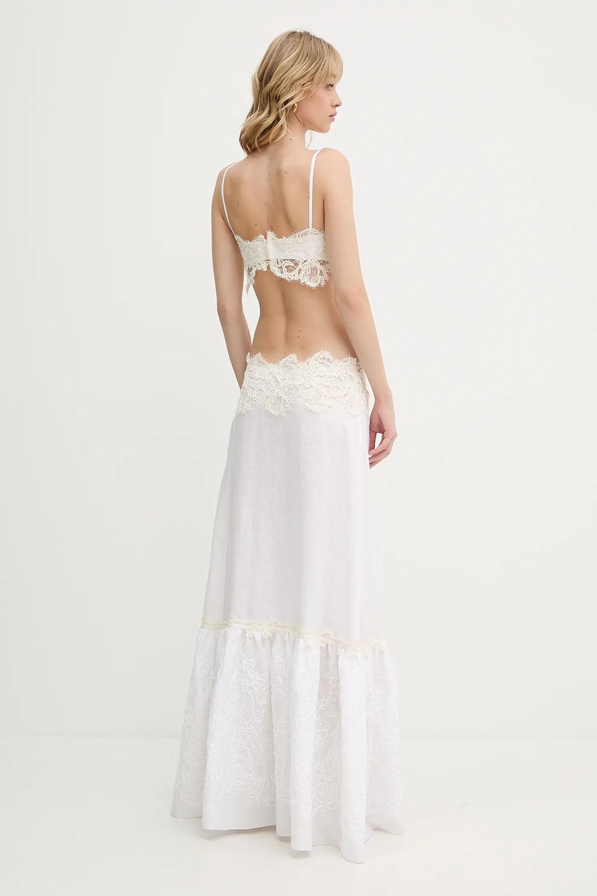 Ermanno Scervino ruha vászonkeverékből fehér, maxi, harang alakú, D464Q629NZB termék 2. képe