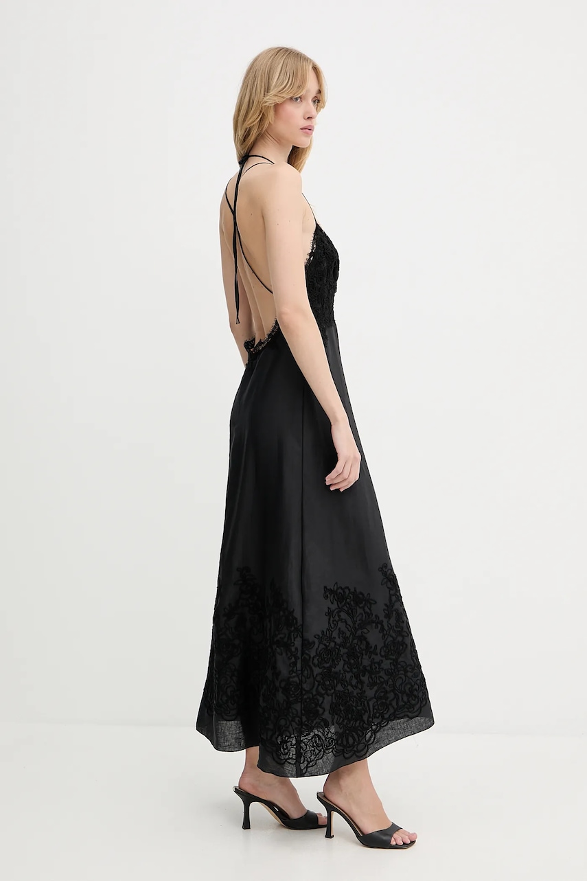 Сукня з домішкою льону Ermanno Scervino колір чорний maxi пряма D464Q606NZB