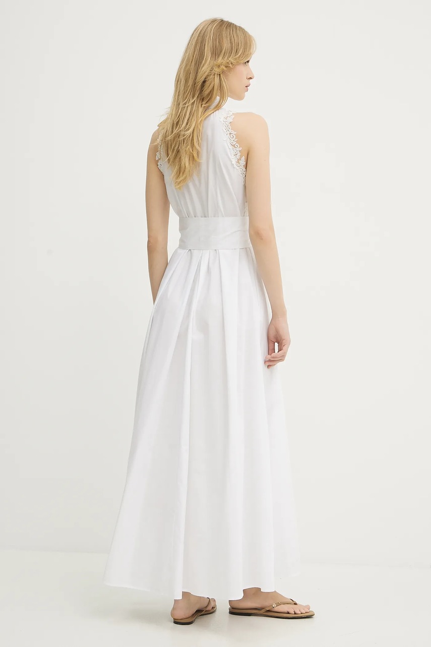 Бавовняна сукня Ermanno Scervino колір білий maxi розкльошена D464Q613OVZ