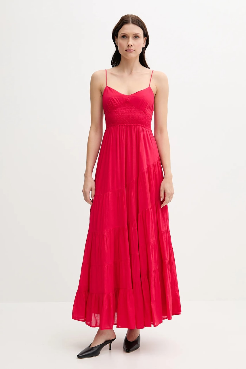 Hoss Intropia rochie din bumbac culoarea roz, maxi, evazati, 8229113