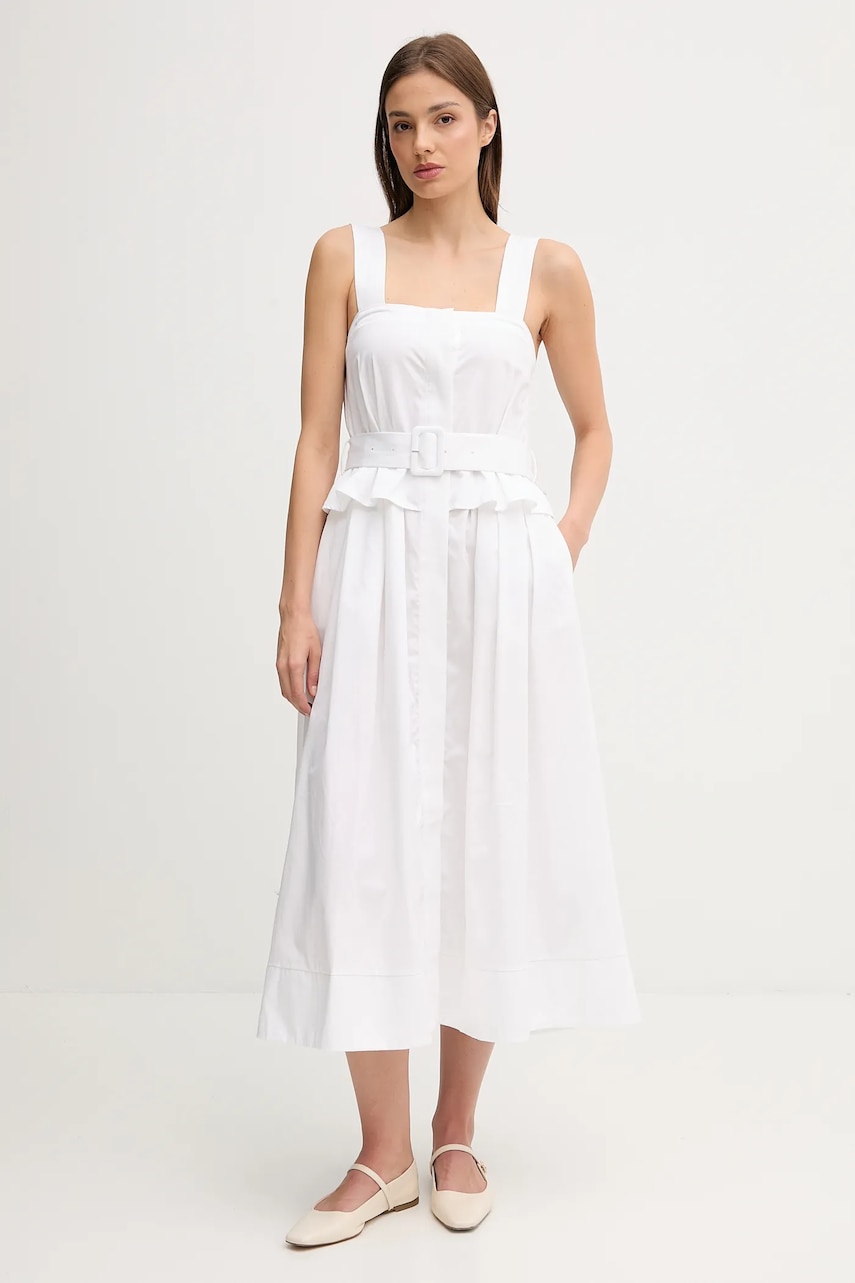 Pedro del Hierro rochie din bumbac culoarea alb, midi, evazați, 3819832