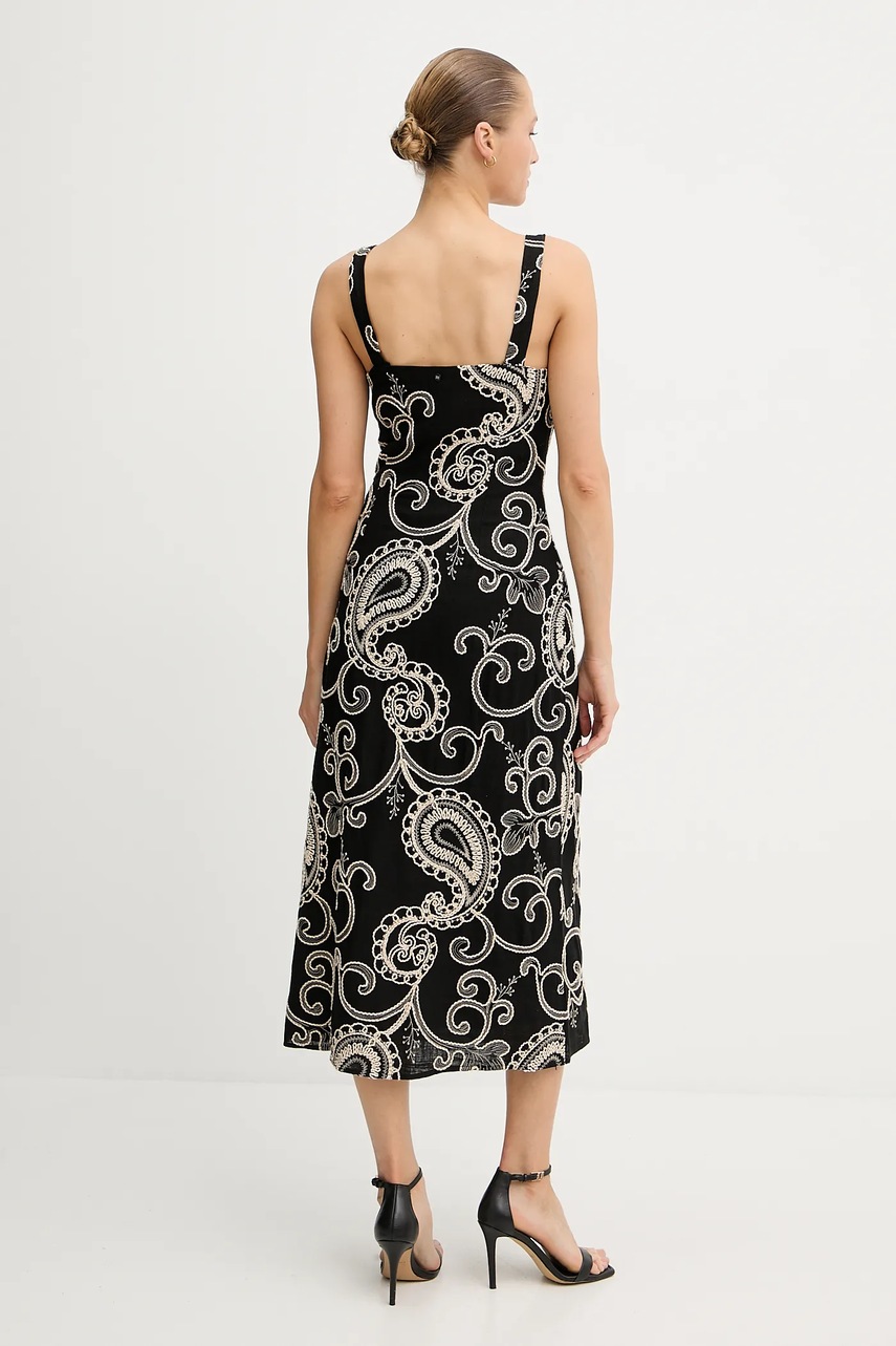 Φόρεμα από λινό μείγμα Pedro del Hierro χρώμα: μαύρο, 3819830 φωτογραφία