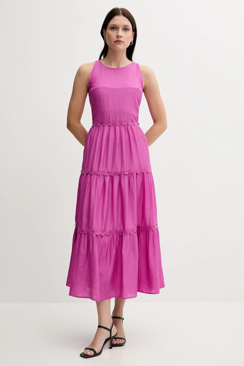 Pedro del Hierro rochie din amestec de in culoarea roz, maxi, evazati, 3819824