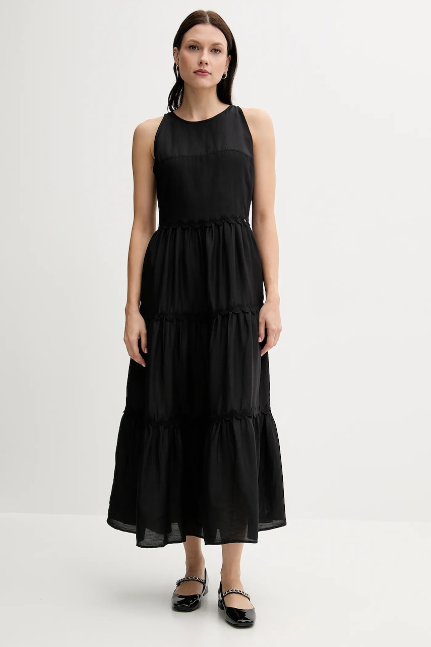 Pedro del Hierro rochie din amestec de in culoarea negru, maxi, evazati, 3819824