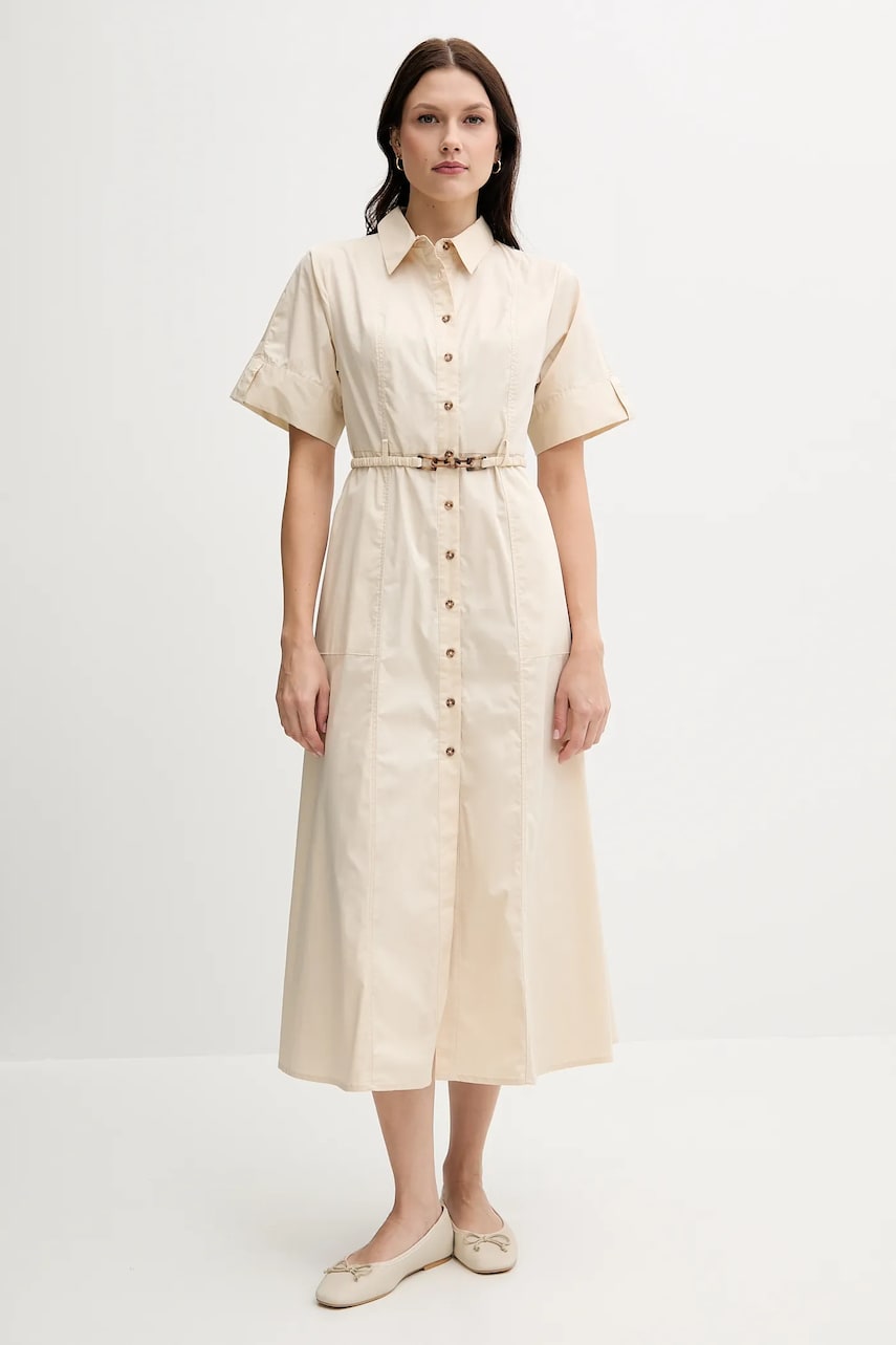 Pedro del Hierro rochie culoarea bej, midi, evazati, 3819813
