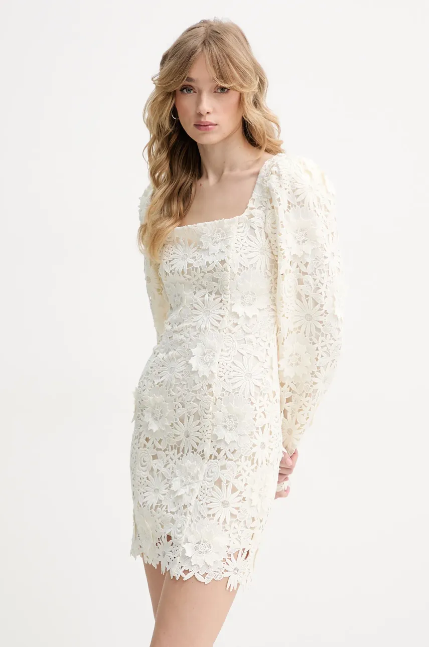 Rotate rochie culoarea bej, mini, mulată, 113780857