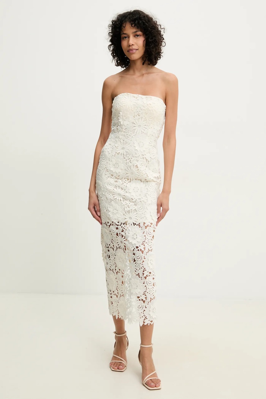 Платье Rotate цвет бежевый midi облегающее 113781857