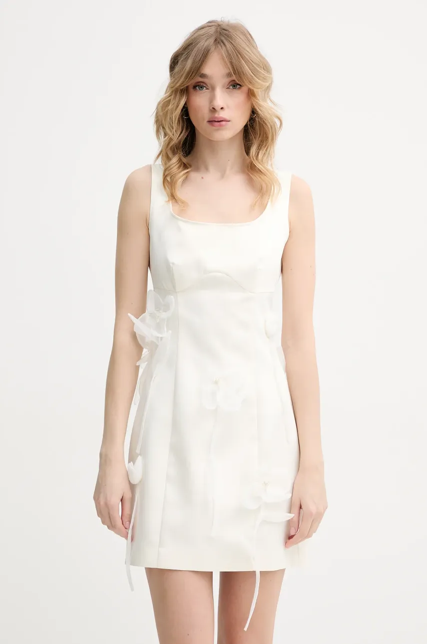 Rotate rochie culoarea bej, mini, dreaptă, 113881857