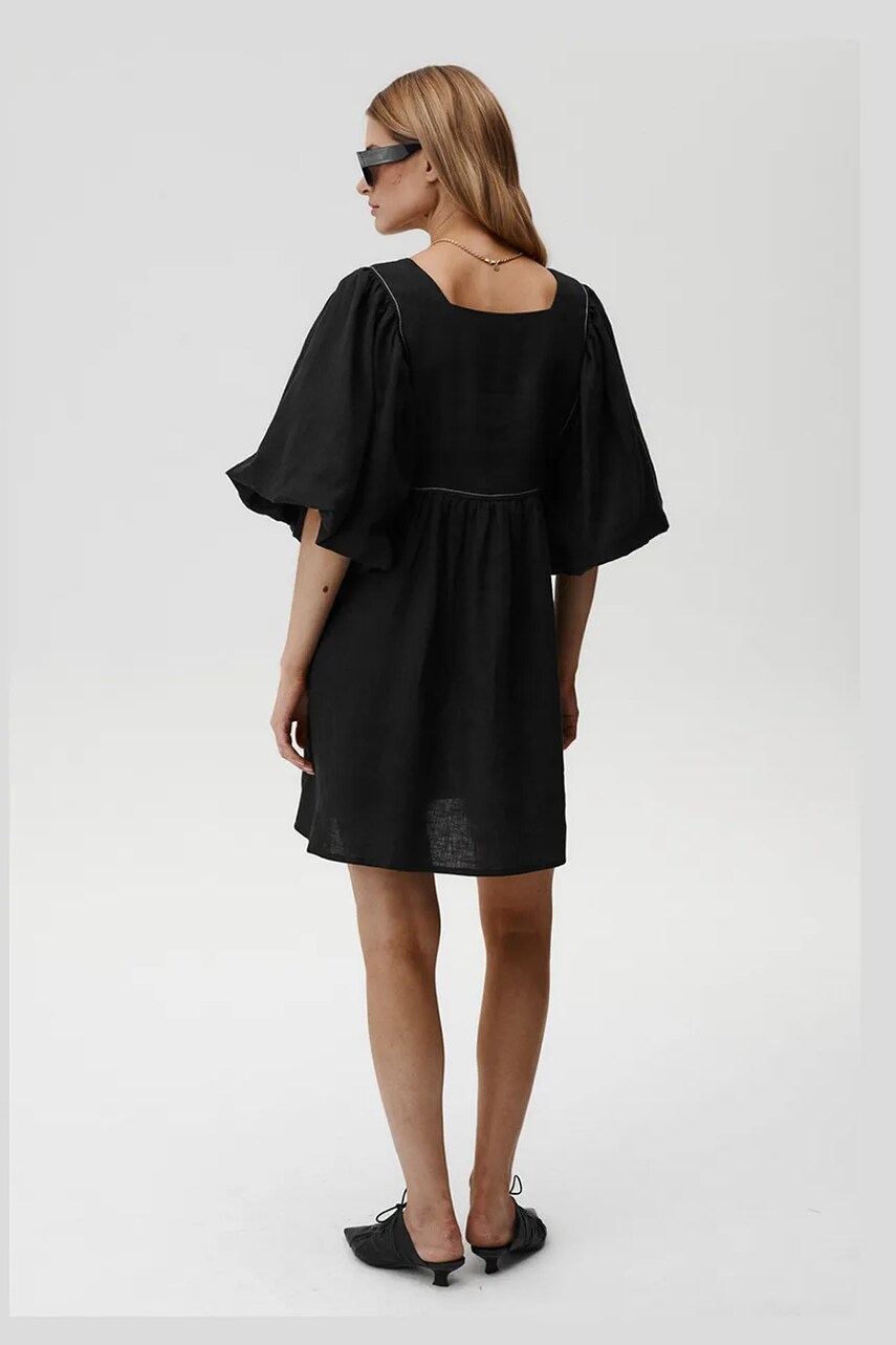 Льняна сукня Undress Code Gaia Dress колір чорний mini розкльошена 891