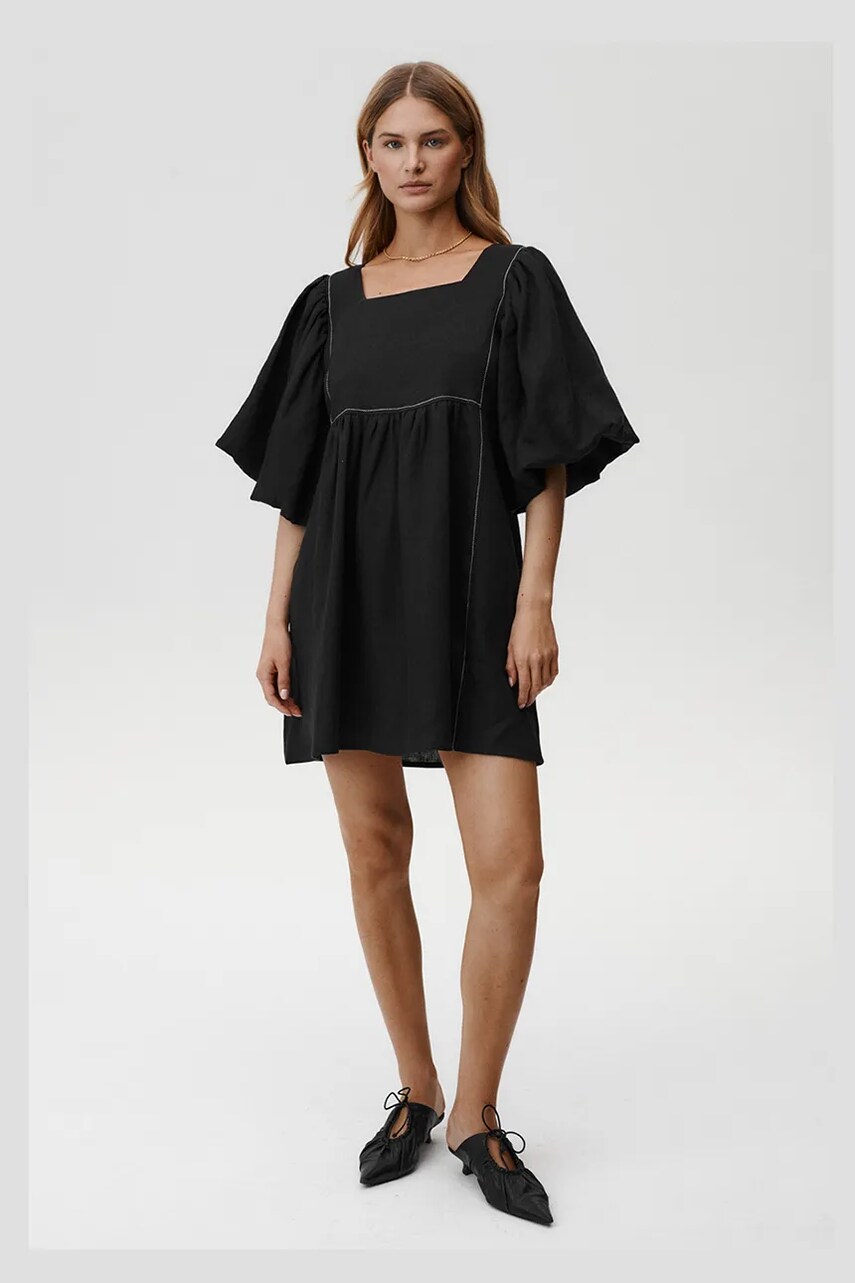 Льняна сукня Undress Code Gaia Dress колір чорний mini розкльошена 891