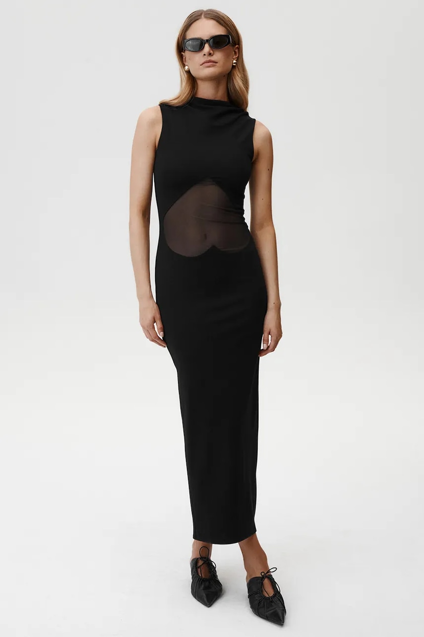 Undress Code rochie Divine Dress culoarea negru, midi, mulată, 886