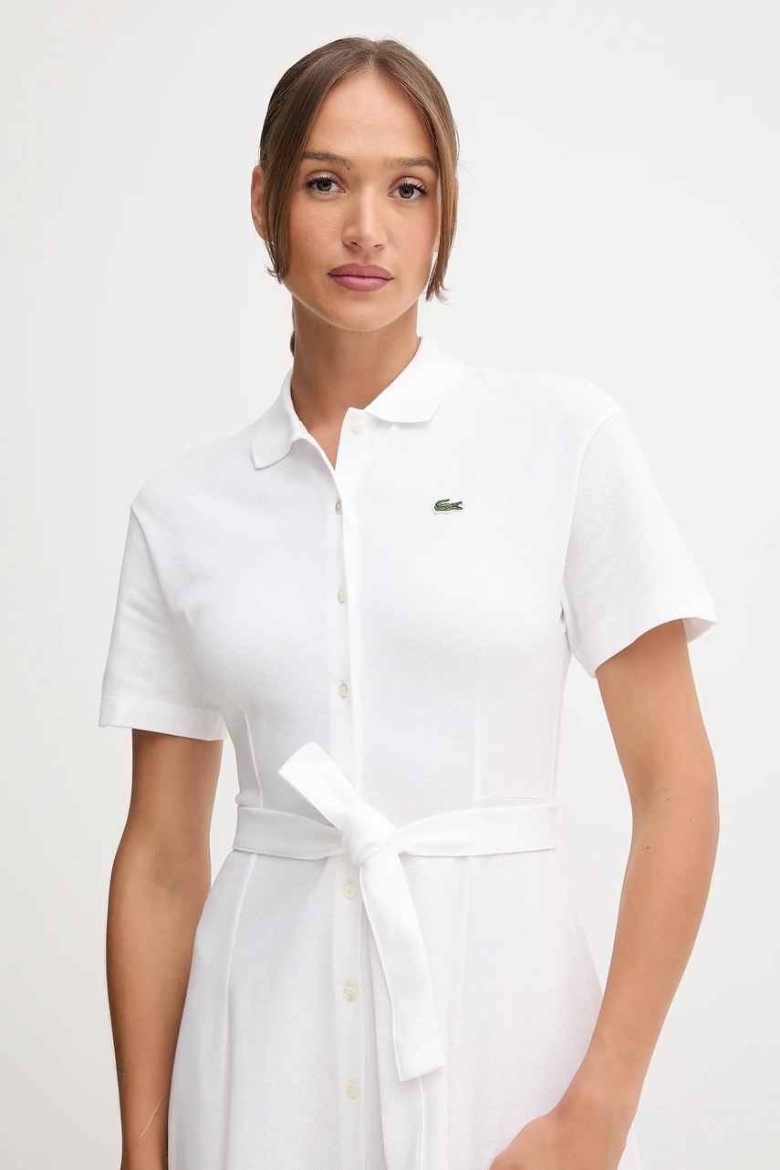 Бавовняна сукня Lacoste колір білий mini розкльошена EF9621