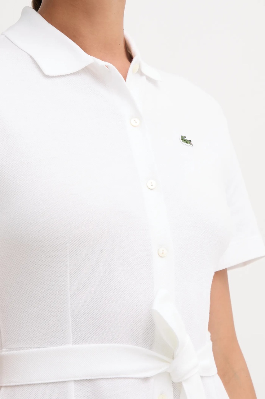 Бавовняна сукня Lacoste колір білий mini розкльошена EF9621
