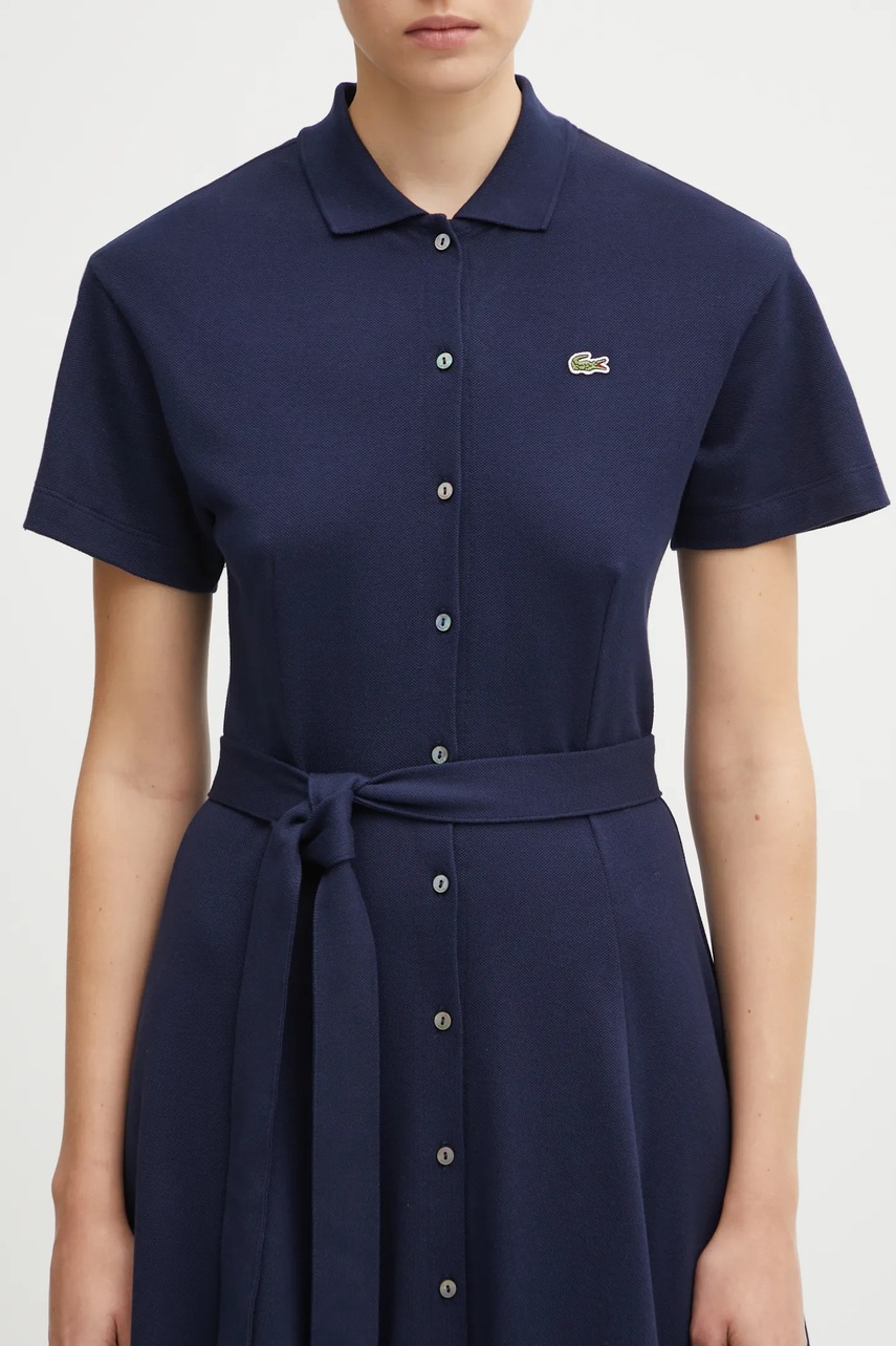 Бавовняна сукня Lacoste колір синій mini розкльошена EF9621