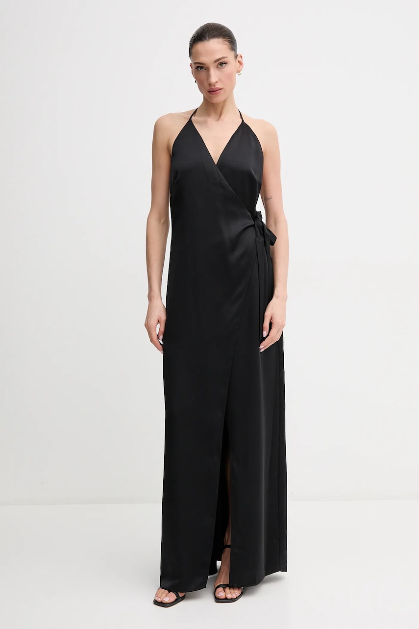 Sandro Ferrone rochie culoarea negru, maxi, evazată, S18XBERUDRA