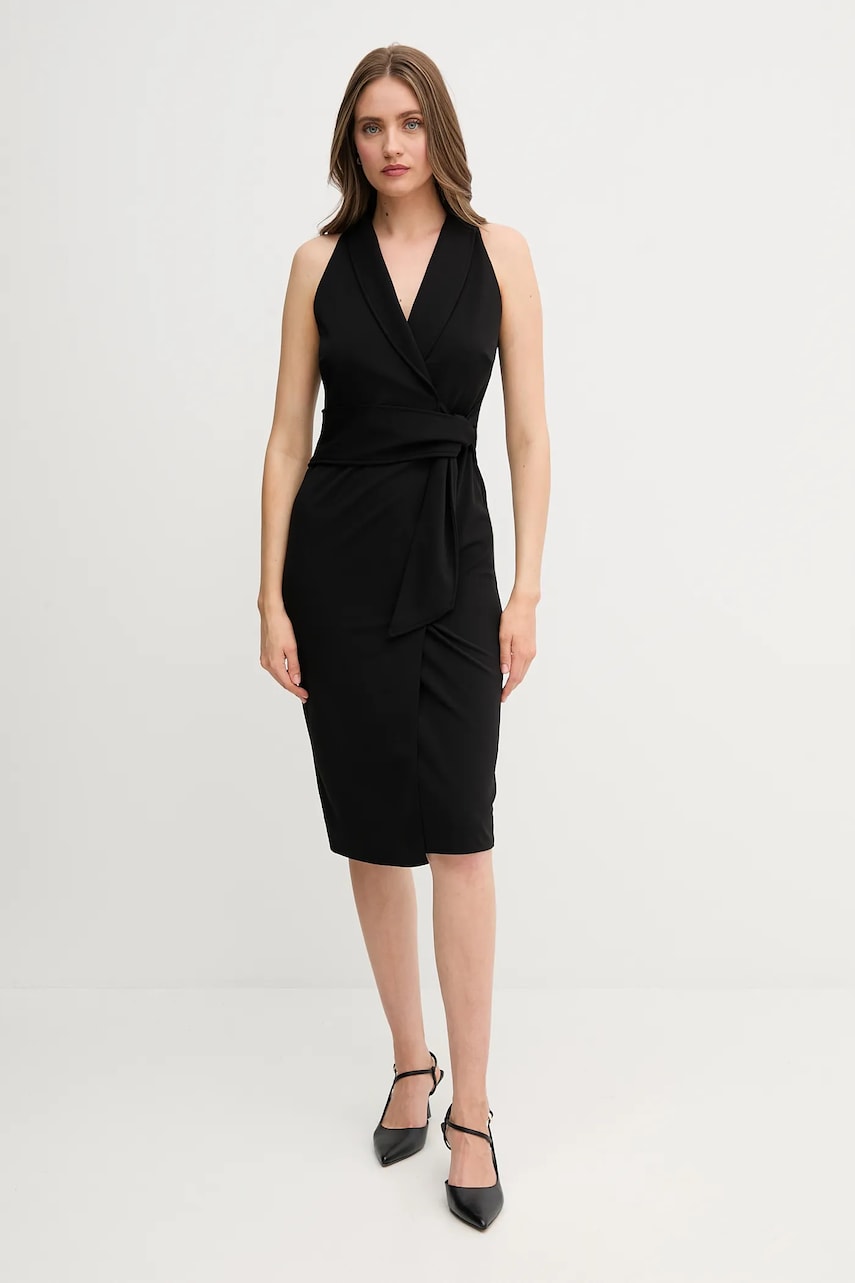Sandro Ferrone rochie culoarea negru, midi, mulată, S18XBESAY