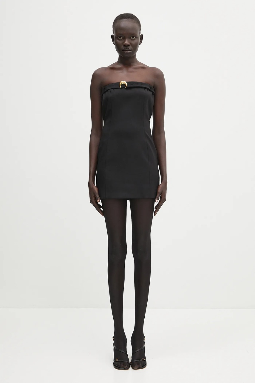 Marine Serre rochie din lana Virgin Wool Twill Chest Belt