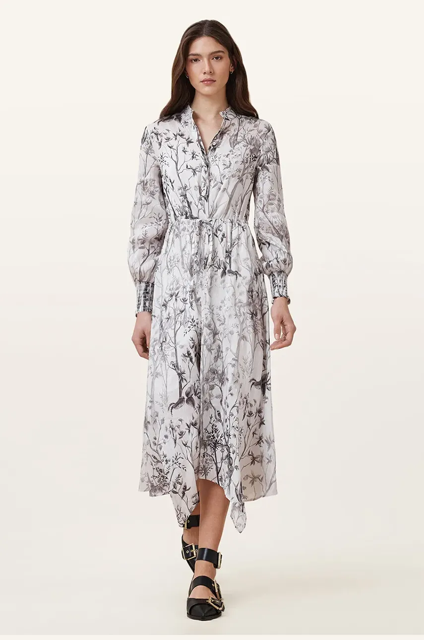 Ľanové šaty AllSaints SKYLAR MAXI