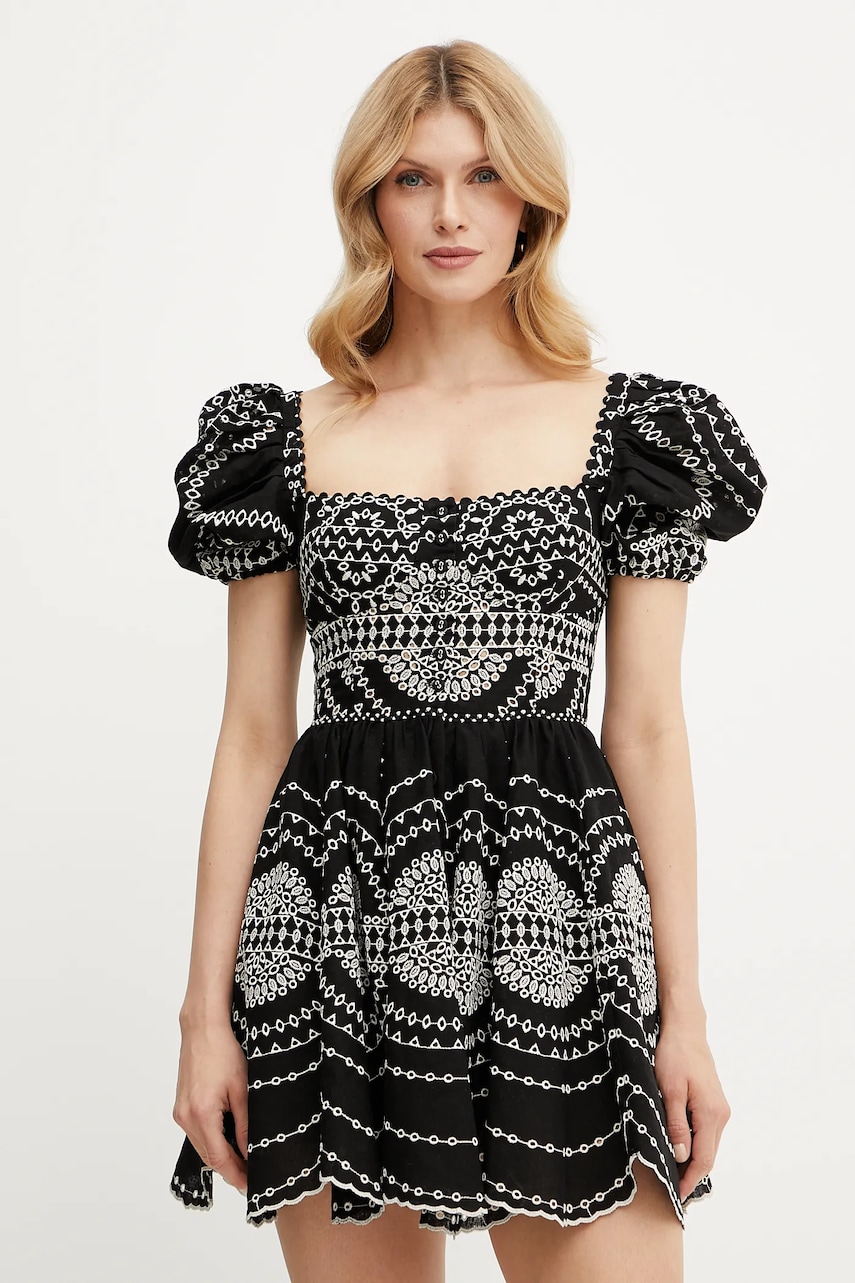 Charo Ruiz Ibiza rochie Aliza culoarea negru, mini, evazati, 254604 Charo Ruiz Ibiza rochie Aliza culoarea negru, mini, evazati, 254604